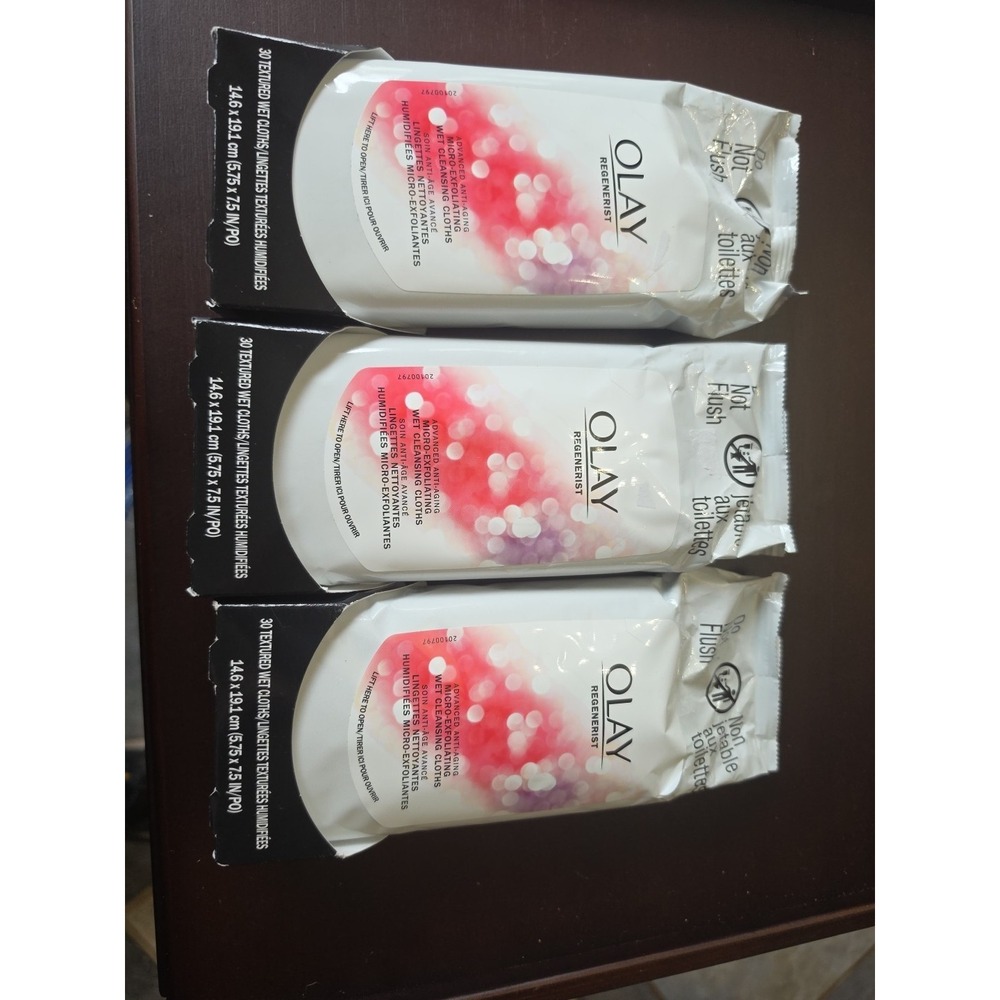 3 Pack OLAY Regenerist Advanced Anti-Aging Micro-Exfoliating Cleansing Cloths 90